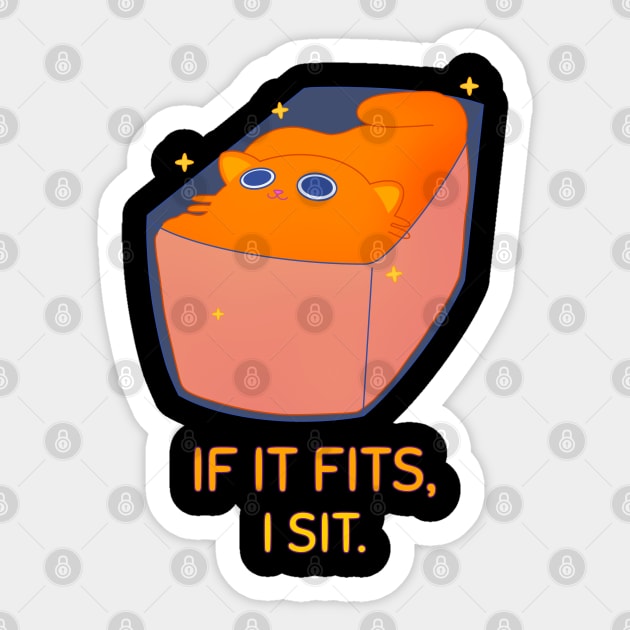 If It Fits, I sit, Funny Cat Sticker by Bluzzkar